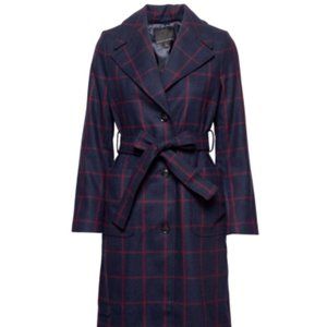 Banana Republic Plaid Italian Melton Long Coat